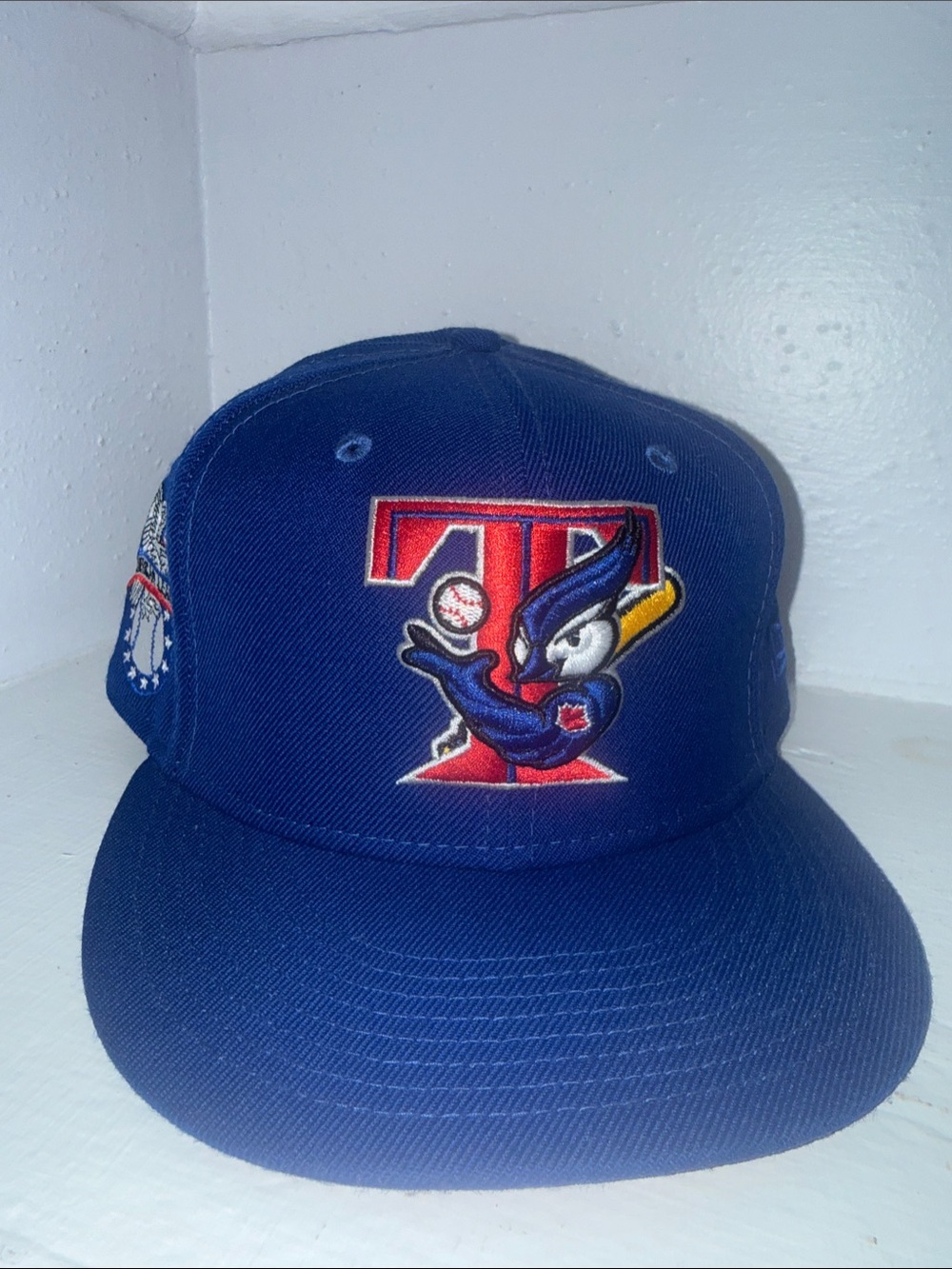 Men's Royal Toronto Blue Jays Baseball fitted Hat size 7 5/8 Mascot Hat
